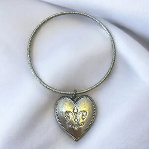Vintage Juicy Couture Silver Bangle Bracelet with Heart
Charm